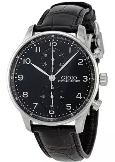Luxe Nieuwe Quartz Chronograaf Mannen Horloge Rvs Zwart Blauw Lederen Sport Horloges Wit Portugees Stijl Saffier Glas