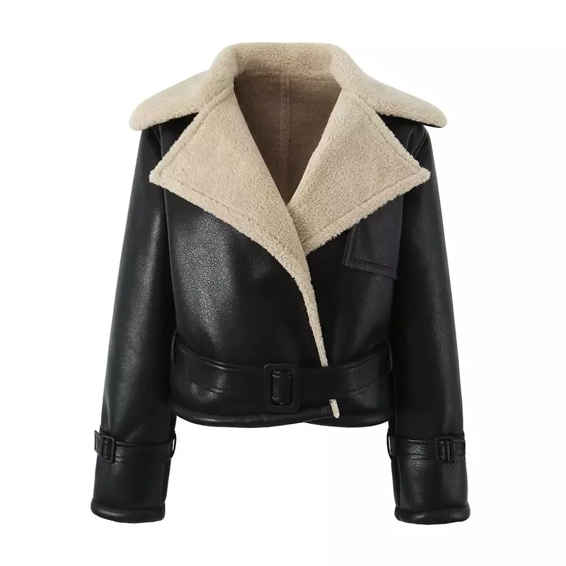Abito da donna nero Lambswool Ladies Winter Warm Blazer femminile Casual Streetwear Jacket Coat