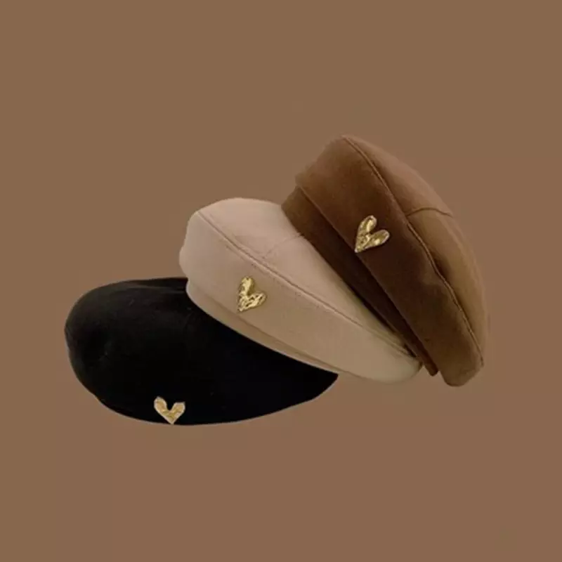 Il keps หมวกแก๊ปผู้หญิง, หมวกบีนนี่หนังขนสัตว์เบเร่ต์ฤดูหนาวหมวกแบบเคป็อปผ้าสักหลาดสาวน่ารัก BLM027