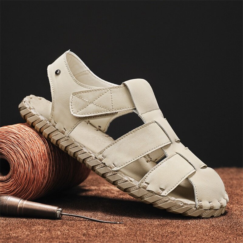 Sandália masculina casual para costurar, sandália exterior com tudo o que combina na moda, sapato de verão meia embalagem, tênis de caminhada