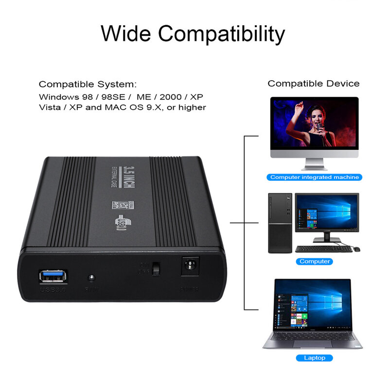 3.5 인치 USB 2.0/USB3.0-SATA HDD 디스크 하드 드라이브 케이스 지원 노트북 노트북 용 10 테라바이트 하드 드라이브 인클로저