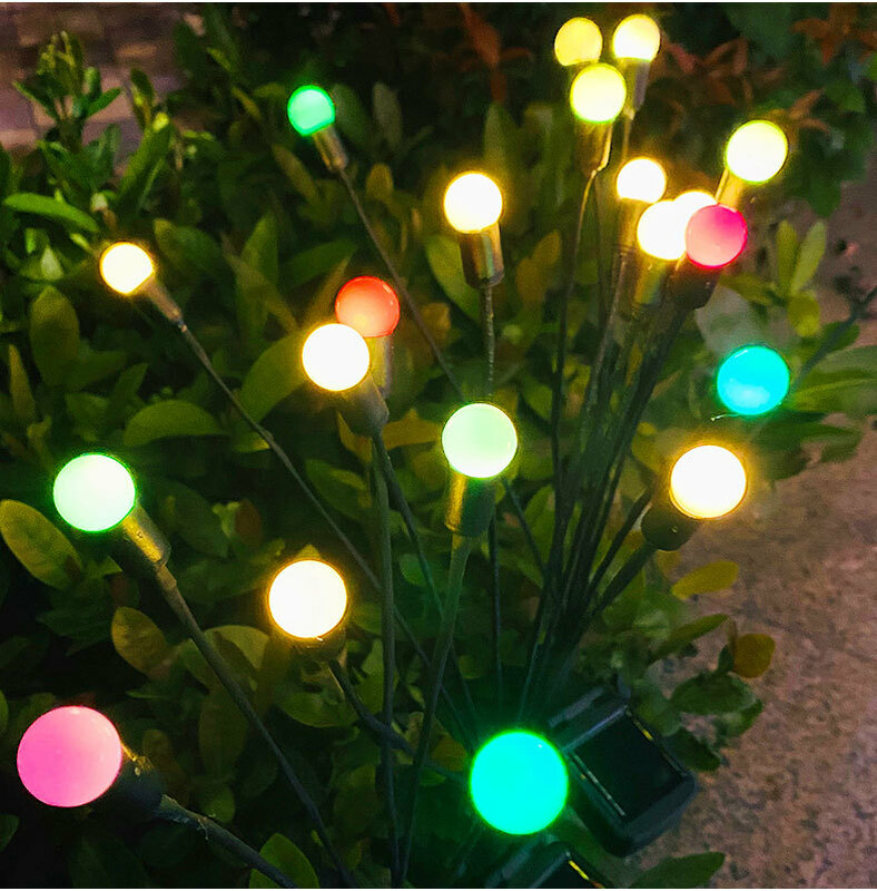 Luz LED Solar para decoración de jardín al aire libre, luces de fuegos artificiales, luciérnaga, decoración de jardín, 1 piezas, 10 cabezales