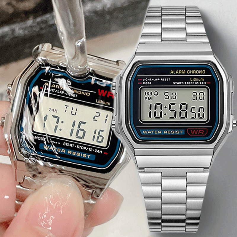 F91W jam tangan mewah anti air, jam tangan mewah, jam tangan militer, jam tangan olahraga, baja anti karat, Retro, anti air, baja anti karat, jam tangan elektronik