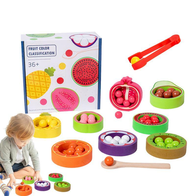 Farb schalen sensorisches Spielzeug Holz schalen Bälle Lernspiel zeug Set Sortier spielzeug für die Erholung festliche Geschenk Interaktion früh