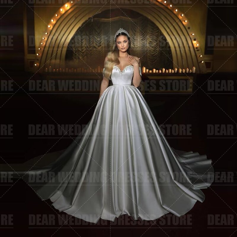 Arabische wunderschöne Brautkleider eine Linie Frau von der Schulter Pailletten Schatz formale elegante Brautkleider vestidos de novia