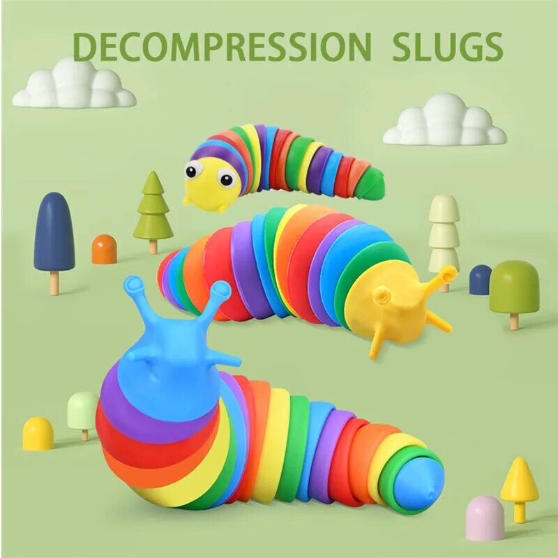 Flessibile punta delle dita novità sensoriale emulazione verme giocattolo bambini Antistress schizzi lumaca regalo decompressione carino arcobaleno lumaca