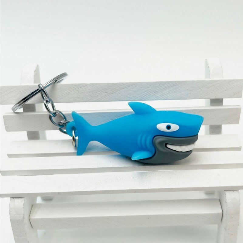 Desenhos animados de borracha macia PVC Keychain, golfinho, tubarão, bonito chaveiro, mochila, pingente mochila, acessórios do carro, criativo oceano presente