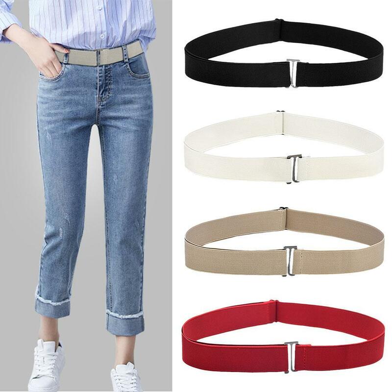 Cintura invisibile elasticizzata sottile regolabile Jeans pantaloni Casual cintura semplice cintura Slip-on cintura Jeans senza cuciture per le donne