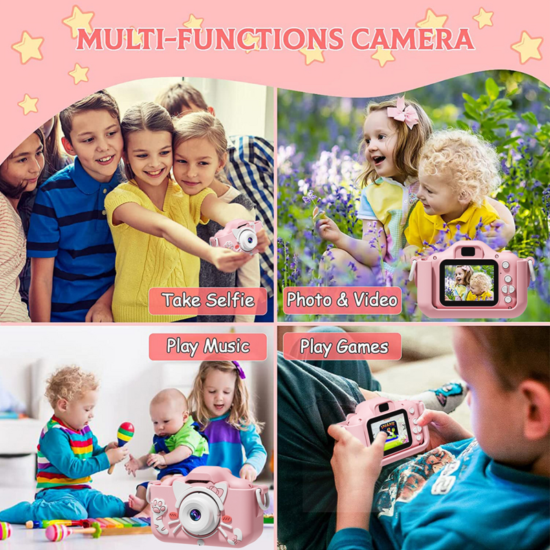 ชุดกล้องกล้องทอย32GB ของขวัญสำหรับเด็กกล้องดิจิทัลฉายภาพกลางแจ้งกล้องวีดีโอเด็ก