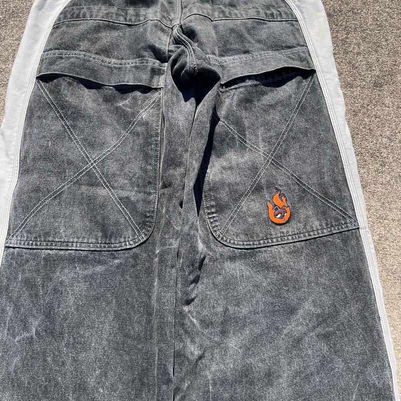Hip Hop Punk nowy Jnco Y2k workowate dżinsy Patchwork Vintage oversize szeroka nogawka spodnie dżinsowe mężczyzn kobiet gotyckie szerokie spodnie Streetwear