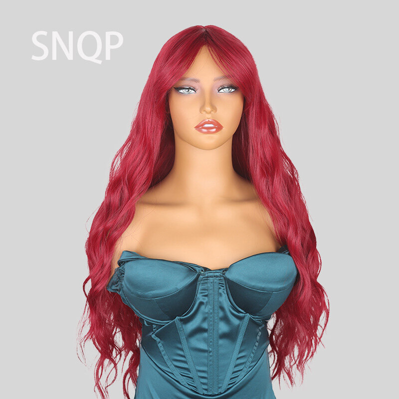 SNQP 80 см длинный кудрявый красный парик Новый стильный парик для женщин ежедневный Косплей вечерние термостойкий натуральный синтетический парик