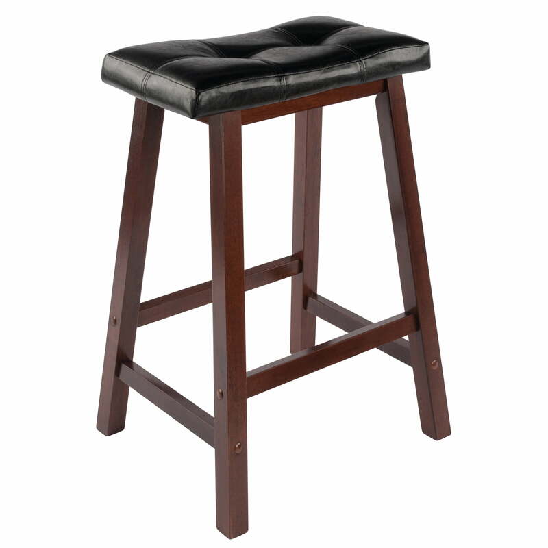 Counter Height Chair Faux Leather Black Barstool Kitchen Bar Stools Saddle Seat