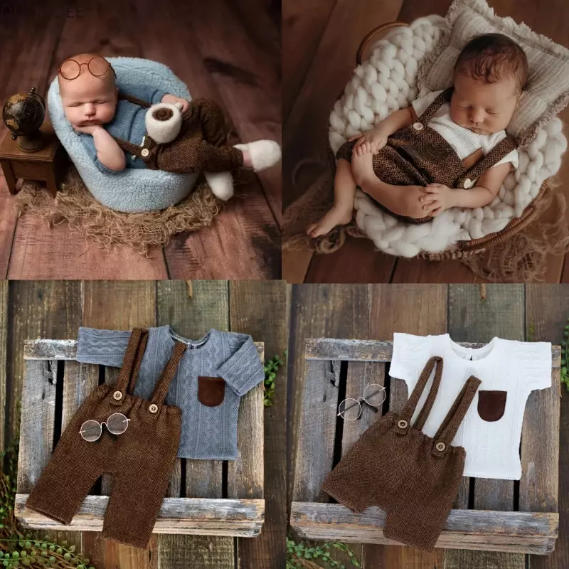 Puntelli per fotografia neonato Outfit Baby Boy Gentleman Suit Photo accessori per riprese infantili