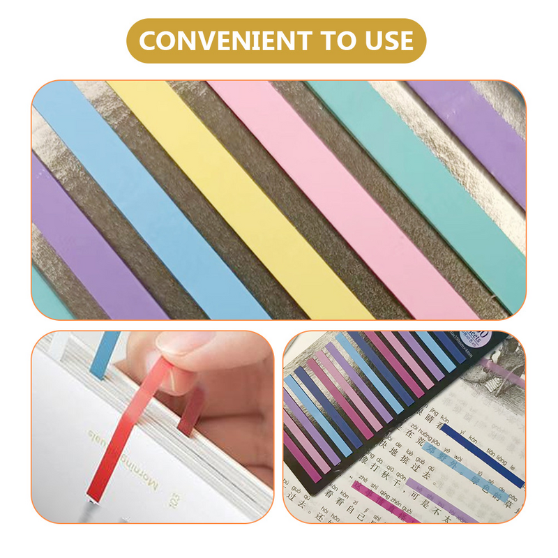 Marcadores de livros coloridos Sticky Tabs, Leitura Strip Bookmarks, Marcadores para estudantes internos, Leitura do escritório