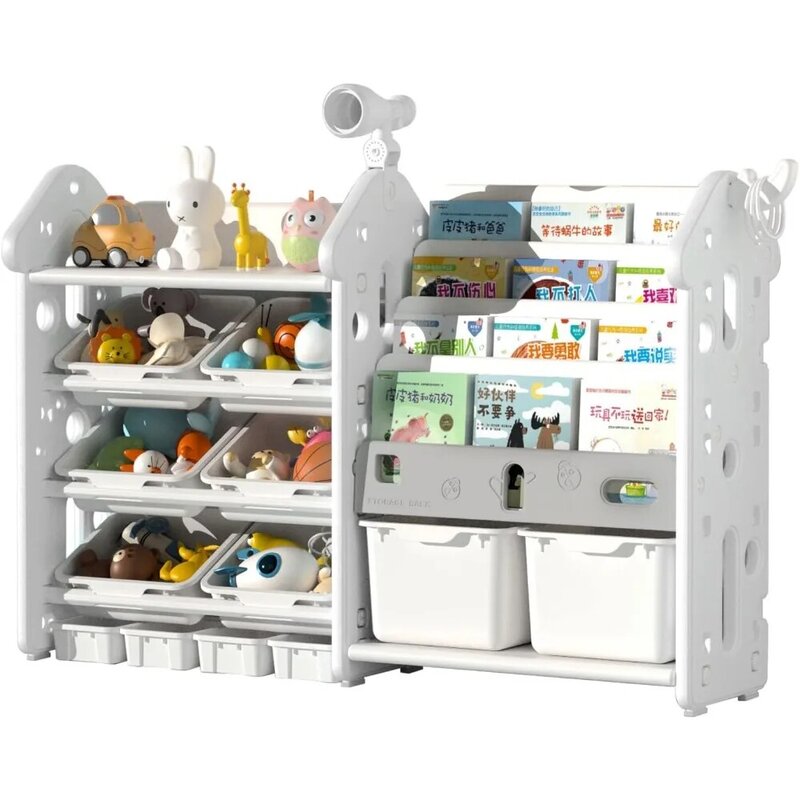 UNICOO - Kids Bookshelf e Toy Storage Organizer com Bins, Toddler Livros e Brinquedos Organizador, Crianças Bookshelf
