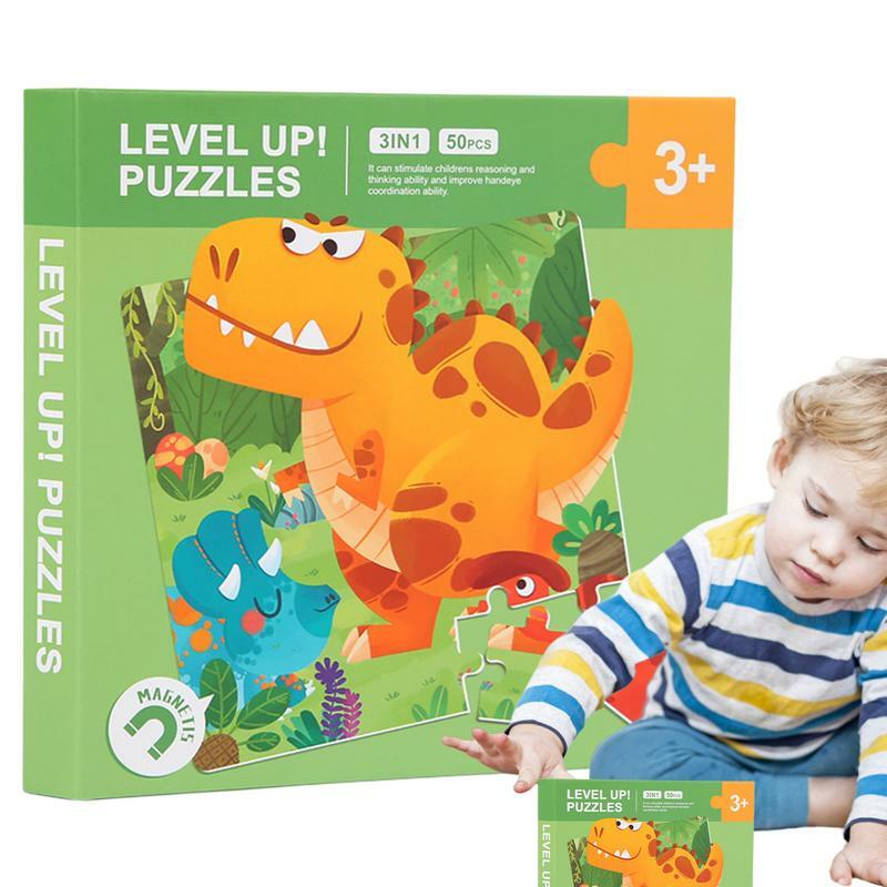 Montessori Magnetic Jigsaw Puzzles para crianças, Puzzle de madeira, Desenhos animados, Animal, Tráfego, Tangram, Educacional, Pré-escolar