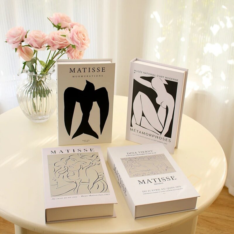 Luxo falsos livros para decoração designer abstrata pintura mesa de café livros caixa sala de estar decoração livros quarto adicional