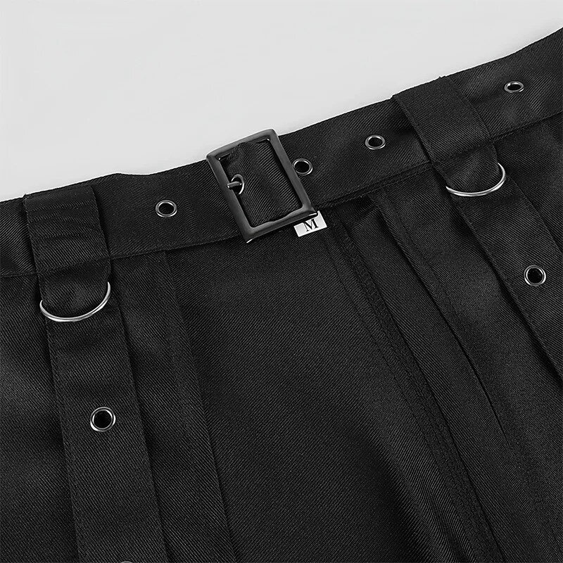 Falda de Rock oscuro para mujer, media falda asimétrica con remaches negros, Punk, Steam, gótico, moda de fiesta, sólido, talla grande, nuevo