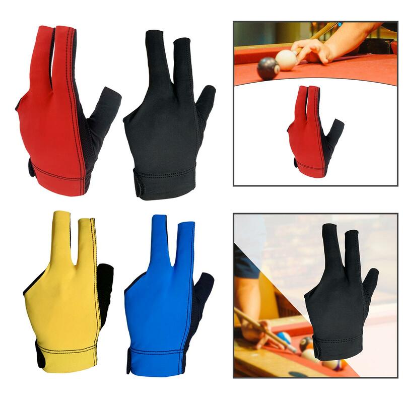 Guante de billar de tres dedos, guantes de taco de billar, guantes elásticos portátiles para juego en interiores, guantes de dedo separados, guante de Taco de piscina abierta