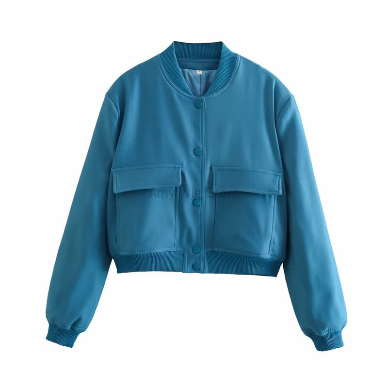 Jaqueta bomber de botão frontal feminina, casacos vintage, casacos casuais, tops chiques, moda feminina, novo estilo