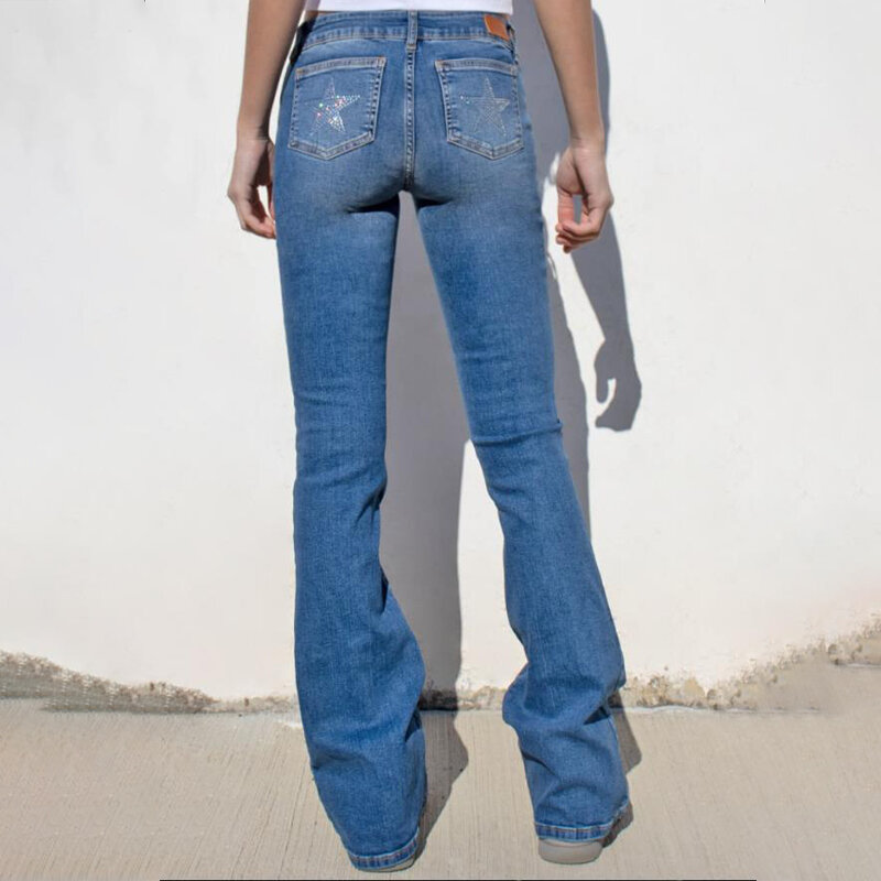 Celana Jeans kaki kecil biru Retro wanita, celana pensil ramping ketat melar musim semi dan musim gugur baru 2023
