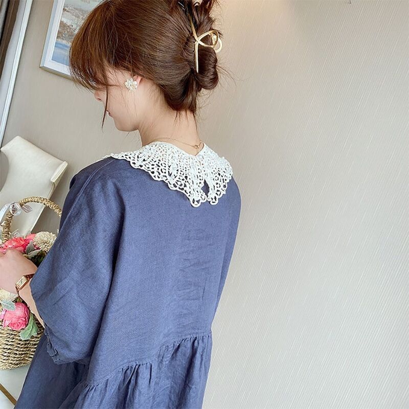 Lace Fabric Neckline Detachable Fake Collar Diy Breathable Scarf Around Neck Pearl Flower Sweet Hollow Comfortable Patch