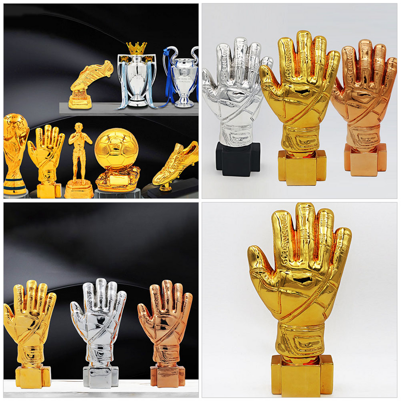 Goalkeeper Plating Resin Trophy Goalie Gloves Shape Goalkeeper Accessory Match Trophy Match Award Toy With Base For Office