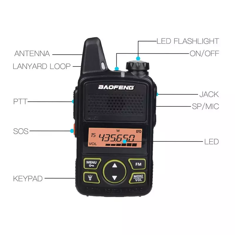 Baofeng-Mini walkie-talkie portátil para niños, Radio bidireccional bft1, transceptor FM, 5km, CB, intercomunicador, BF-T1