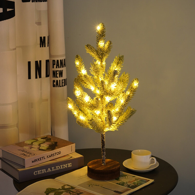 Lumière de décoration d'arbre de Noël fantaisie, 8 modes, cadeaux d'arbre de table de bureau, fournitures de fête pour la maison, nouvel an, 60cm