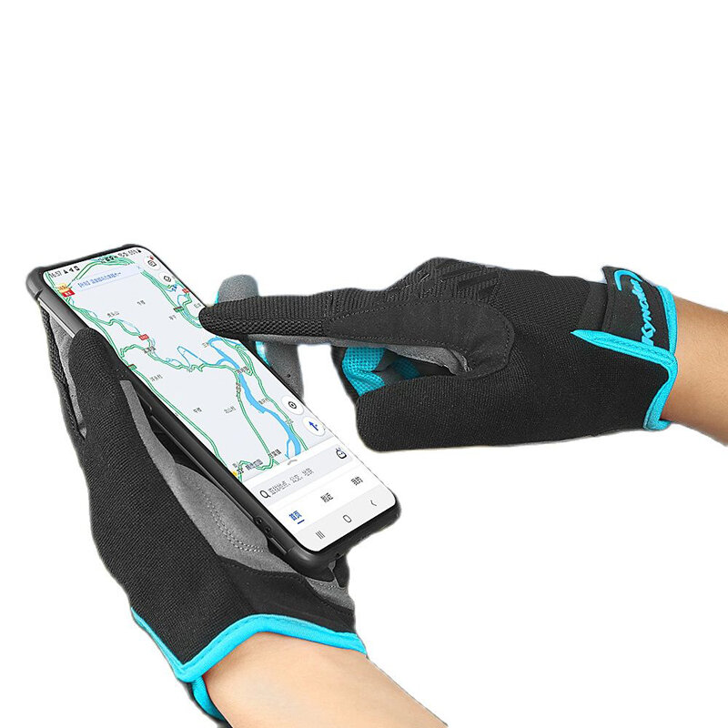 Luvas de equitação da motocicleta tela sensível ao toque respirável absorção de choque dedo cheio luvas ciclismo esportes fitness luvas