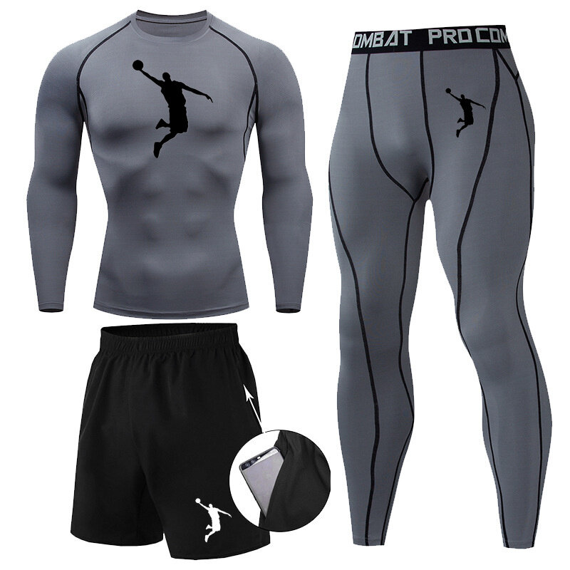 Superhero Winter Sportswear Men's Running Tights Gym Training Clothing Compression Sports Underwear RashGuarda Male Jogging Suit