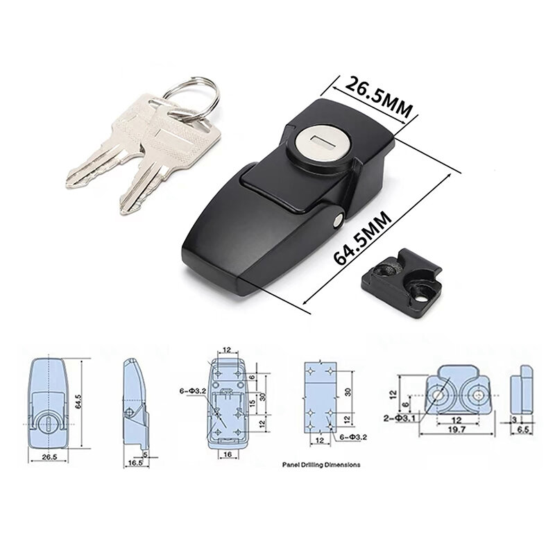 Dk604 Buckle Lock Stainless Steel Cabinet Latch Drawer Security Toggle Lock With Two Keys