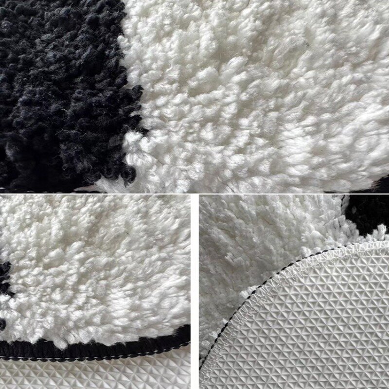 Tufting Black & White Thickened Irregular Bathroom Floor Mat,Absorbent Non Slip Bathtub Carpet,Plush Foot Pad  Rugs for Bedroom