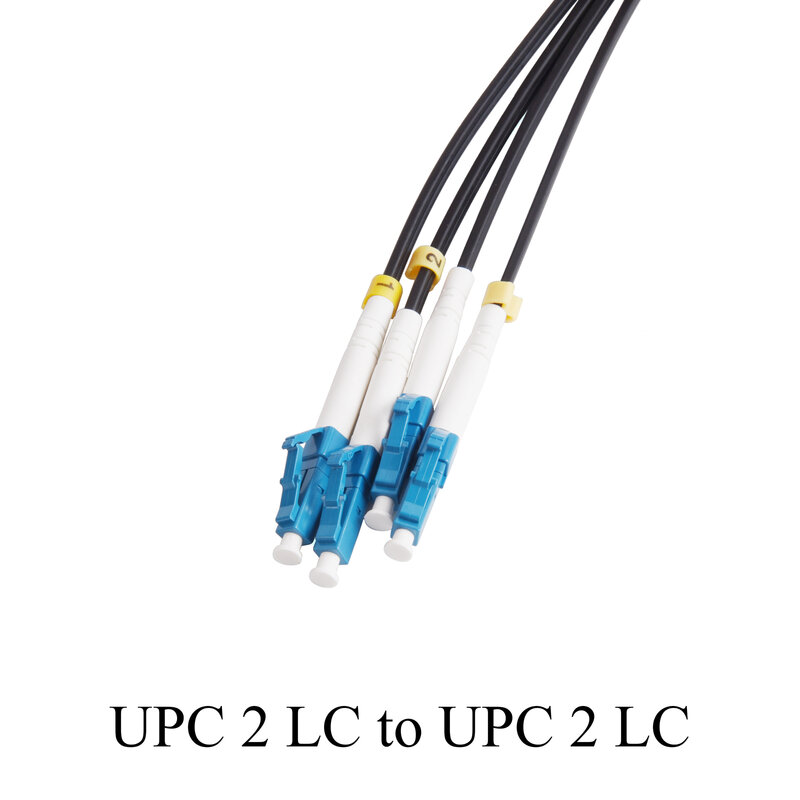 UPC 2 LC ke 2 LC kawat serat optik, satu mode 2 inti Ekstensi luar ruangan, kabel optik, kabel Patch konversi 10M/20M/30M/50M/80M/100M