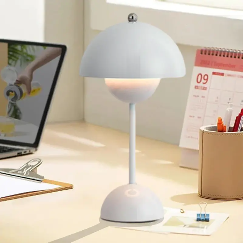 Mushroom Lamp Flower Bud LED Rechargeable Table Lamps Mushroom Desk Lamp Touch Night Light for Living Room Bedroom Decoration