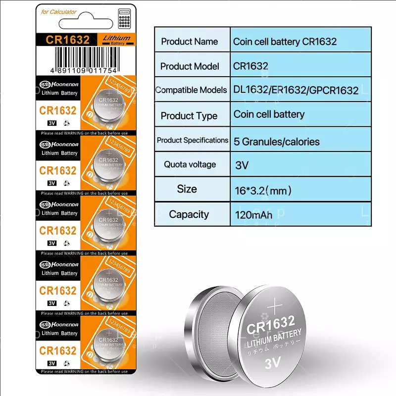 Cr1632 Knopf batterie 3V, cr1632 elektronischer Knopf und elektronische 3V Lithium batterie, kompatibles Modell: dl1632 er1632 gpcr1632