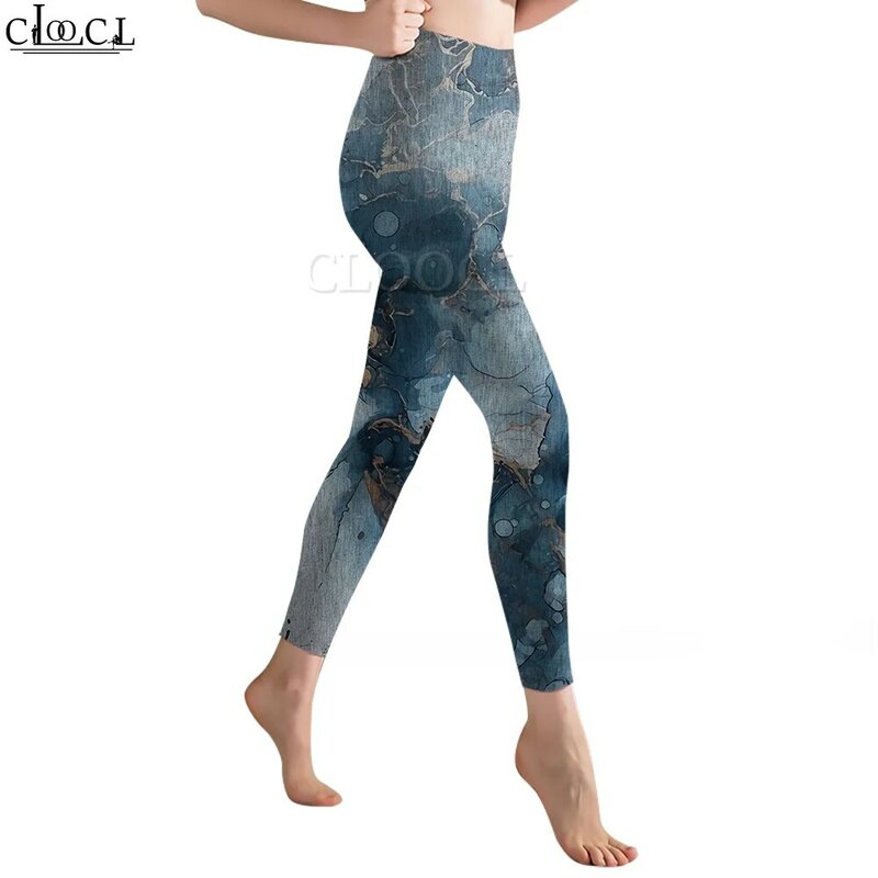 Cilocl Legging da donna modello retrò pantaloni stampati in 3D glutei a vita alta Stretch Fitness Leggings sportivi esercizio modellante