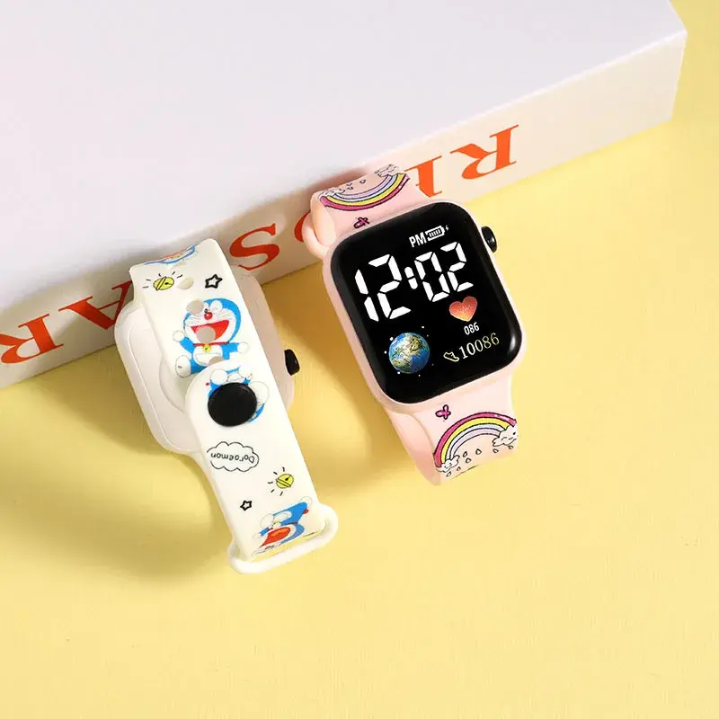 Nuovo orologio elettronico per bambini del fumetto stampato pulsante di moda per bambini orologio digitale a Led orologio quadrato per studenti all'aperto