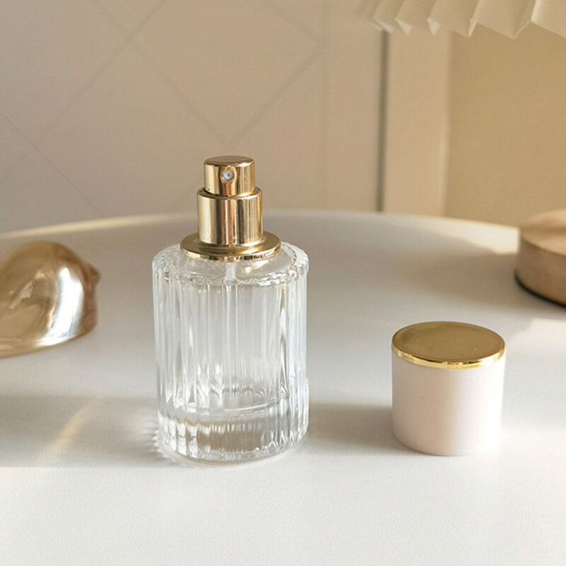 Botol semprot kaca parfum portabel, isi ulang parfum kosmetik bening 30ML Atomizer kapasitas tinggi