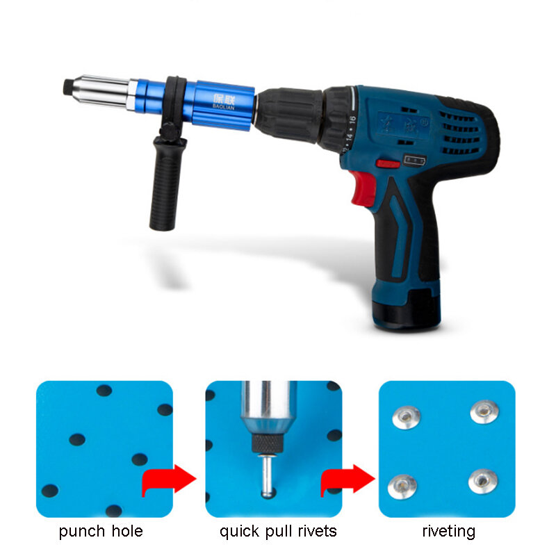 Electric Rivet Gun Drill Adapter Rivet Nut Gun Drill Adapter Cordless Riveting Tool Insert Nut Pull Rivet Power Tool Accessories