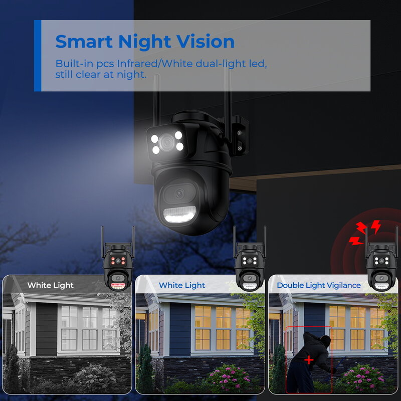 4K 8MP Wifi Surveillance Camera Dual Lens Night Vision AI Human Detect ONVIF Wireless Outdoor Security PTZ IP Cameras ICSEE