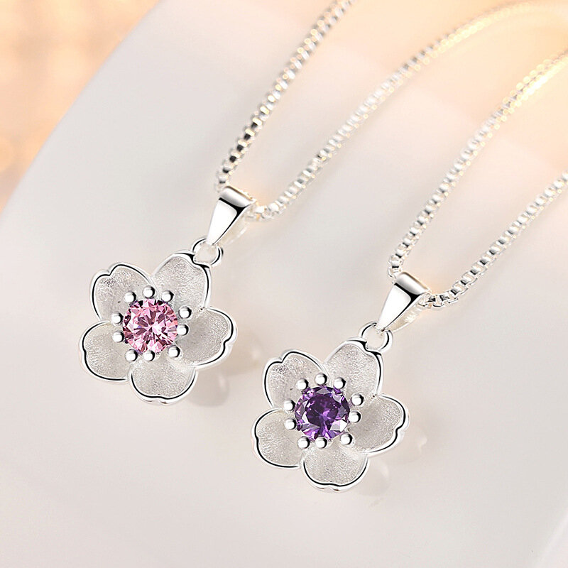 925 prata esterlina rosa roxo pêssego flor colares para mulheres luxo qualidade jóias frete grátis ofertas gaabou jóias