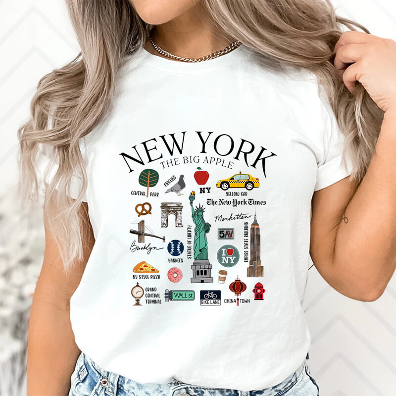 New York T-Shirt New York City Wahrzeichen T-Shirt Stadt Grafik T-Shirts Unisex lässig kurze Ärmel Tops Y2k Top