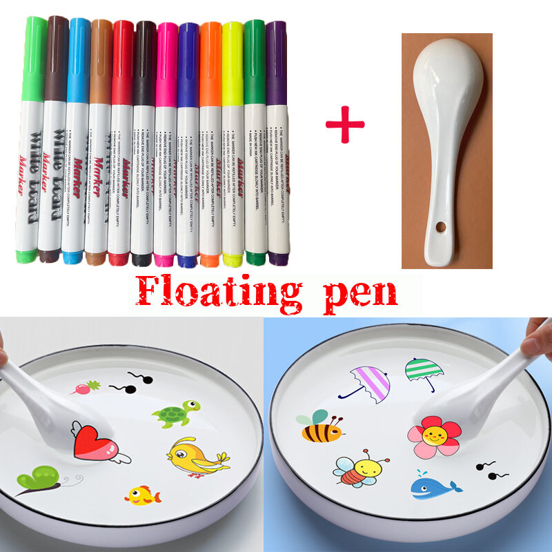 قلم تلوين مائي سحري ملون قلم تحديد علامات قلم حبر عائم أقلام مياه خربش للأطفال ألعاب تعليم منتسوري في وقت مبكر