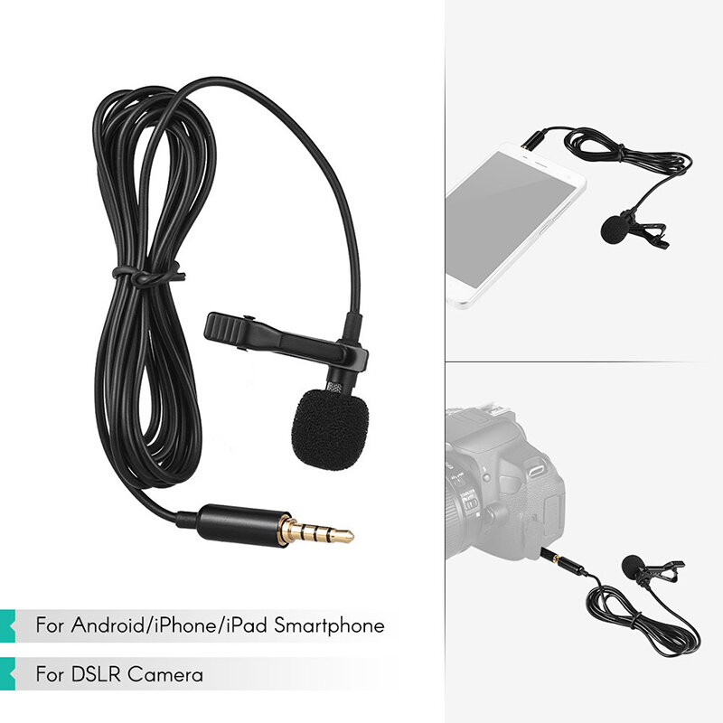 Portable 3.5mm/Type C Mini Microphone For Phone Clip-on Lapel Lavalier Professional Mic For PC Laptop Mobile Type C Microphones