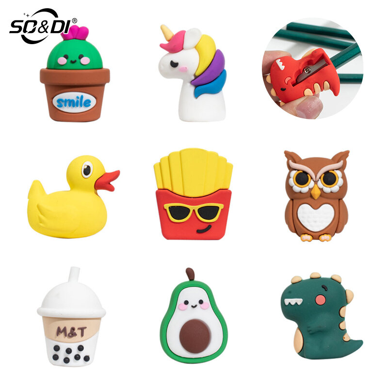 3D Animal Modeling Pencil Sharpener Silicone Single Hole Manual Pencil Cutter Back To School Stationery Kawaii Office Supplies