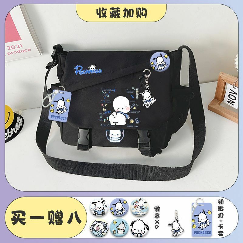 Sanrio New Pacha Dog Crossbody Student Bag Handheld Canvas Tuition Bag College Class Single-Shoulder Bag