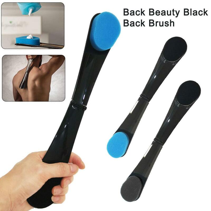 1pcs Black Back Brush Bath Sponge Back Scrubber Bathing CareTool Handle Tool Long Skin Exfoliating Clean Applicator Lotion C8N9