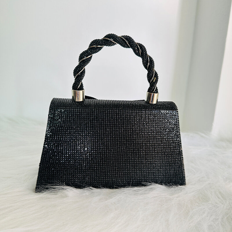JIOMAY torebka wieczorowa ze strasami z kokardką czarne torebki moda luksusowe torebki markowe eleganckie kopertówki weselne dla kobiet