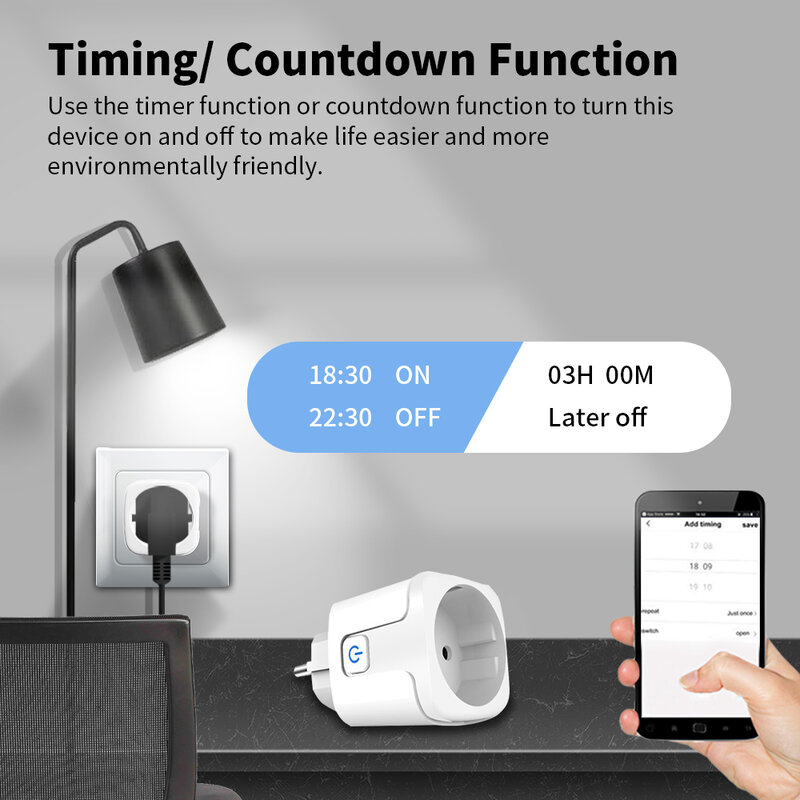 SIXWGH Zigbee Smart EU Plug per Tuya Smart Home Automation Timing Power Monitor Smart Socket Support Google Home Alexa